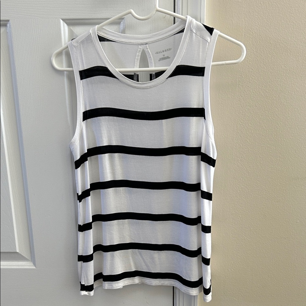 Halogen Black and White Striped Tank